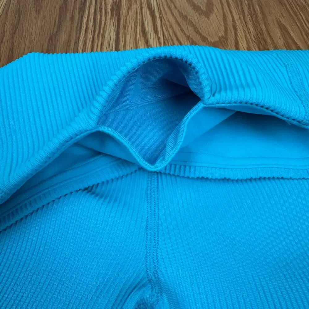 NWT Athleta Elation Rib Tight Bright Blue Leggings Womens Sz M TALL